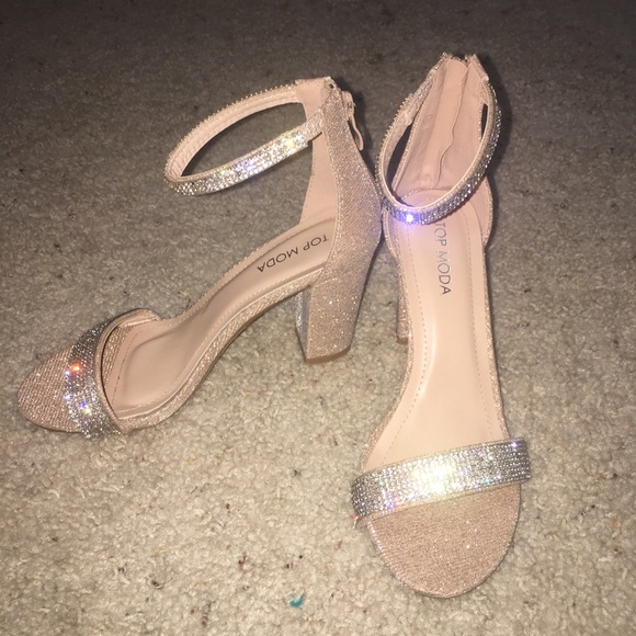 TOP MODA Ankle Strap Glitter Sparkle Women Heels - Picture 2 of 5